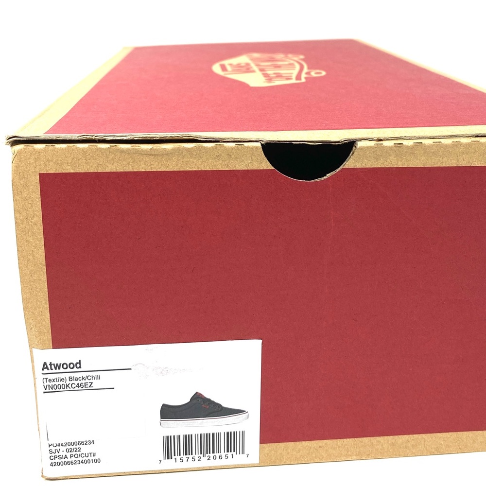 VANS Atwood Textile Black Grey Red Low Top Canvas Men’s Sneakers VN000KC46EZ - Picture 10 of 13